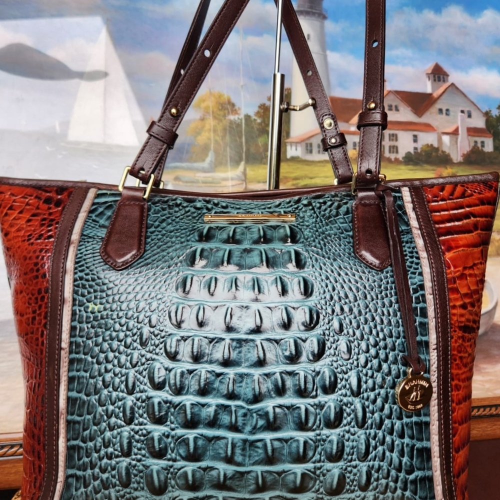 Brahmin Asher Ivy Figaro Medium Croc Embossed Leather Tote - Picture 4 of 13